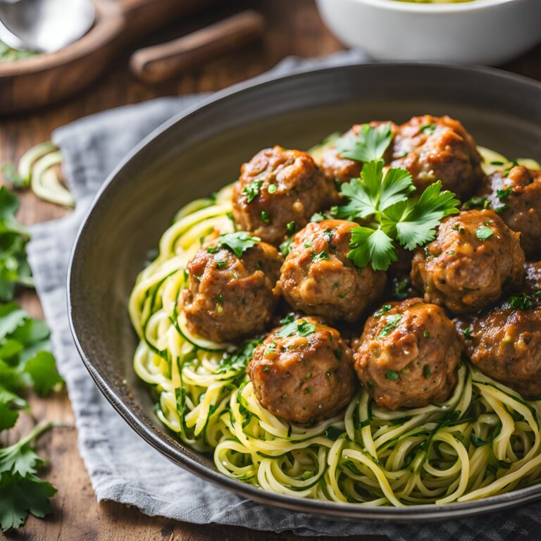 Garlic Butter Turkey Meatballs with Zucchini Noodles Recipe