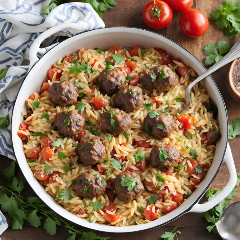 Greek Meatballs and Orzo Skillet Recipe