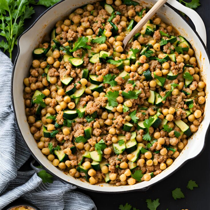 Ground Turkey Zucchini Chickpea Skillet Recipe