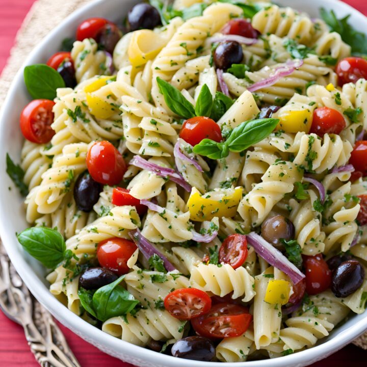 Lemon Herb Mediterranean Pasta Salad