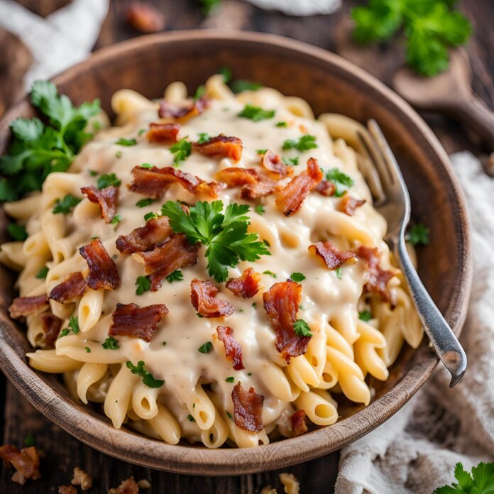 Loaded Bacon Cheeseburger Alfredo Pasta Recipe