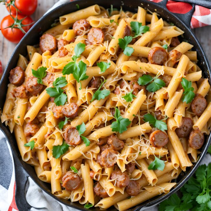 One Pot Cheesy Sausage Pasta Recipe