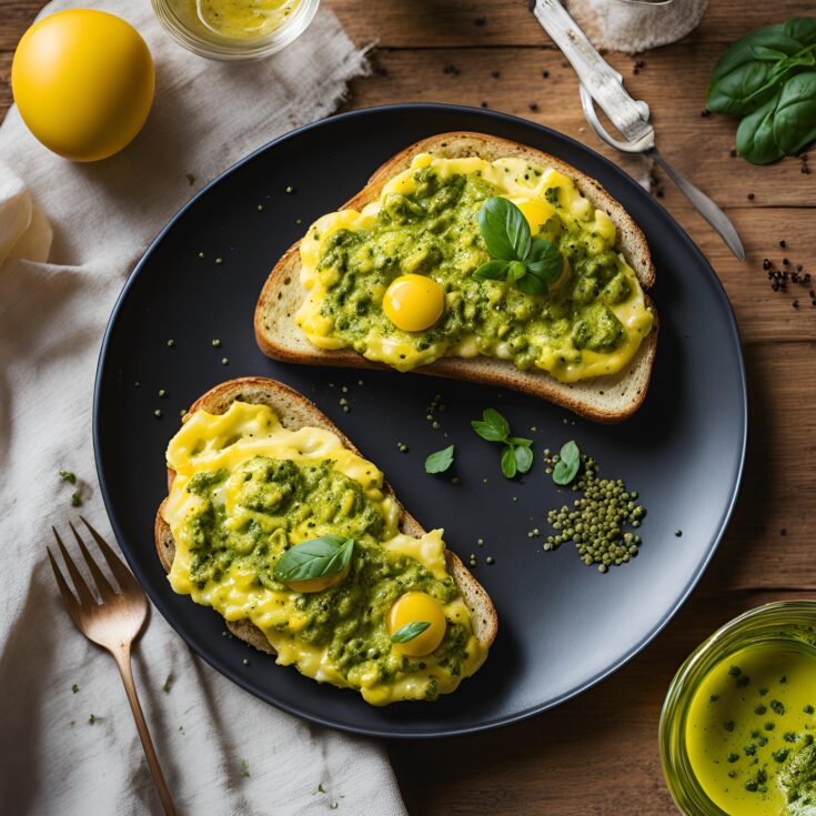 Quick Pesto and Scrambled Eggs on Toast Recipe