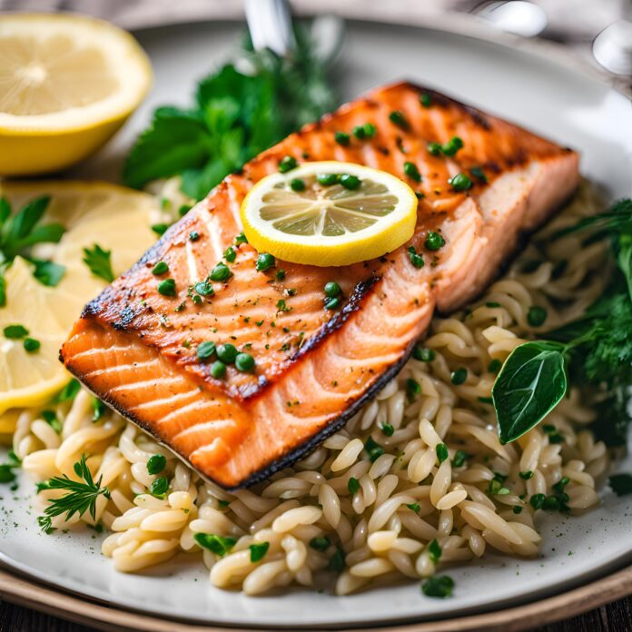 Seared Salmon with Lemon Orzo Recipe