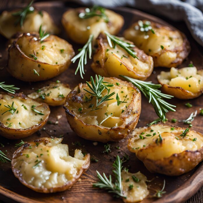 Smashed Potatoes with Garlic and Herbs Recipe