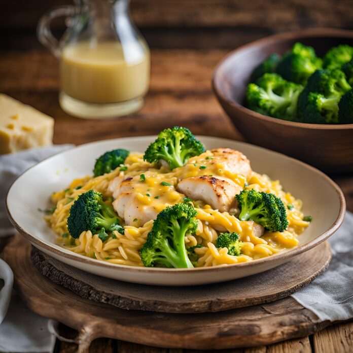 Spicy Cheddar Chicken and Broccoli Orzo Recipe