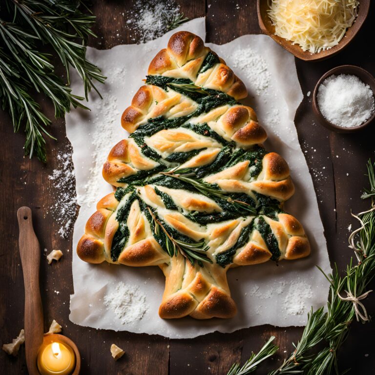 Spinach and Cheese Pull Apart Christmas Tree Bread Recipe