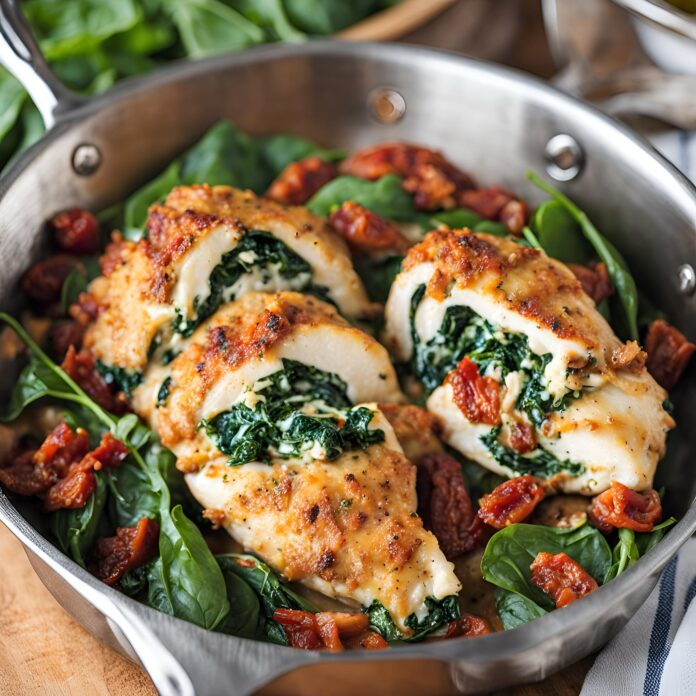 Sundried Tomato, Spinach and Cheese Stuffed Chicken Recipe