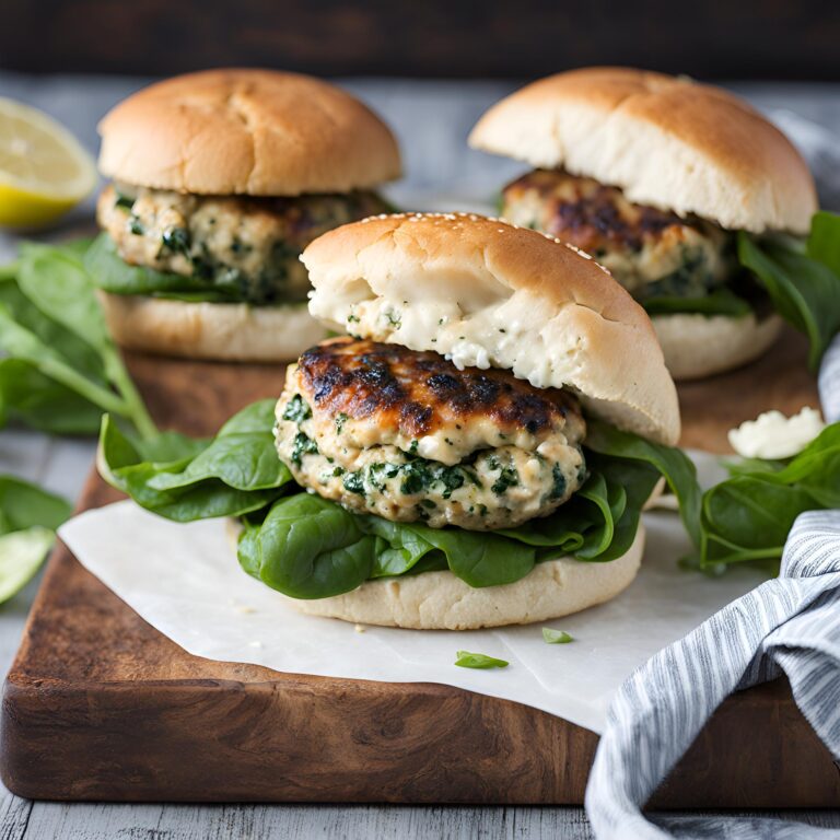 Turkey Spinach Feta Burgers Recipe