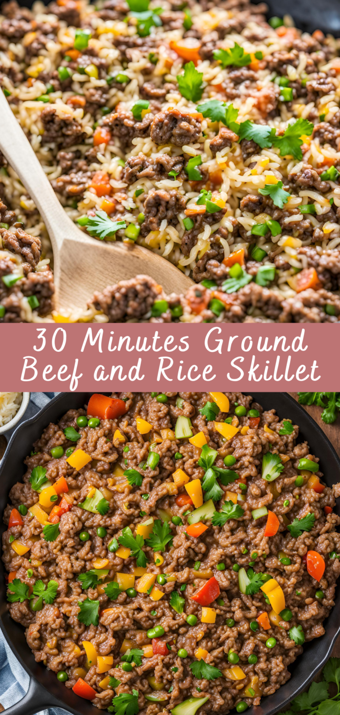 30 Minutes Ground Beef And Rice Skillet Recipe 