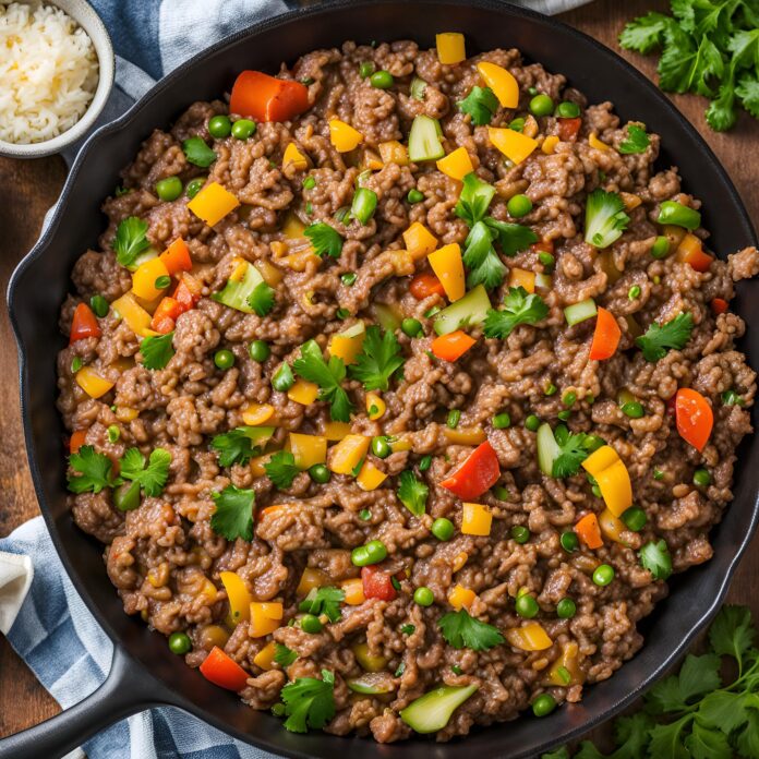 30 Minutes Ground Beef and Rice Skillet Recipe