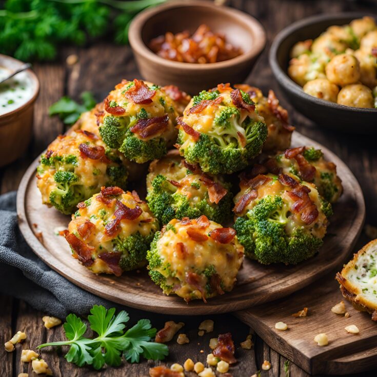 Baked Broccoli Cheese Balls Recipe with Bacon