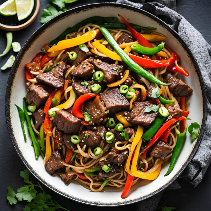 Beef Stir Fry with Noodles and Sticky Sauce Recipe