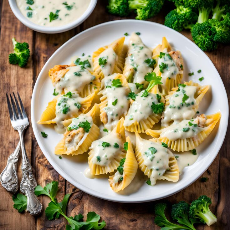 Chicken Broccoli Alfredo Stuffed Shells Recipe