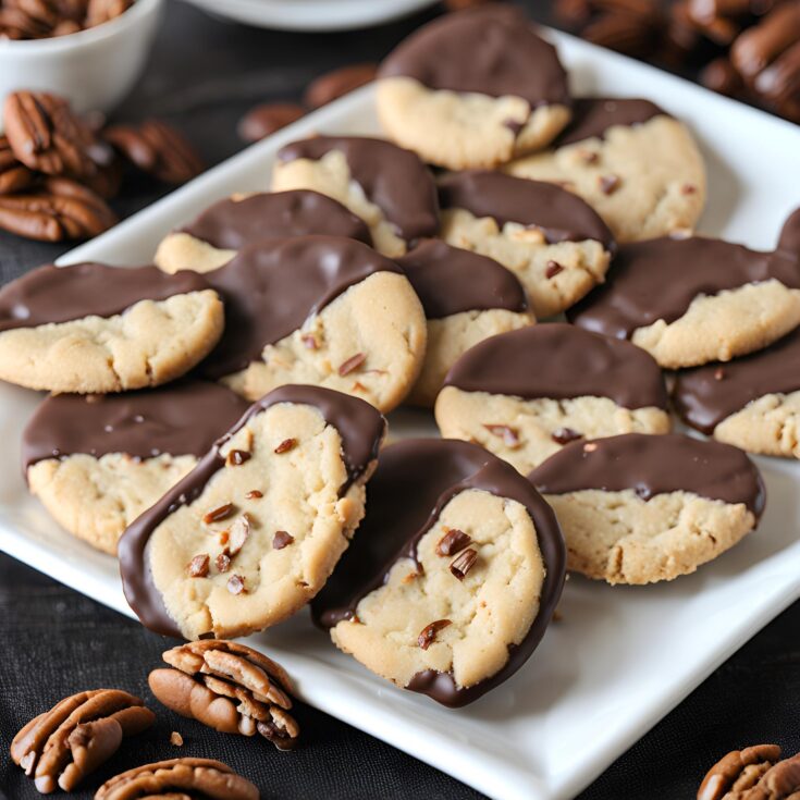 Chocolate Dipped Toffee Pecan Shortbread Cookies Recipe