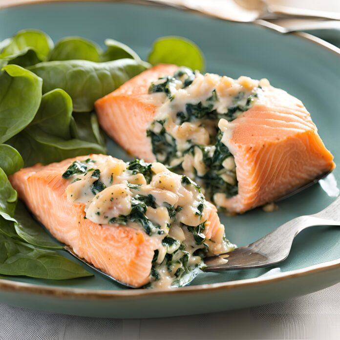 Crab and Spinach Stuffed Salmon Recipe
