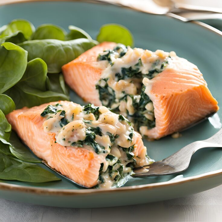 Crab and Spinach Stuffed Salmon Recipe