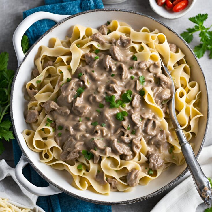 Creamy Beef Stroganoff with Egg Noodles Recipe