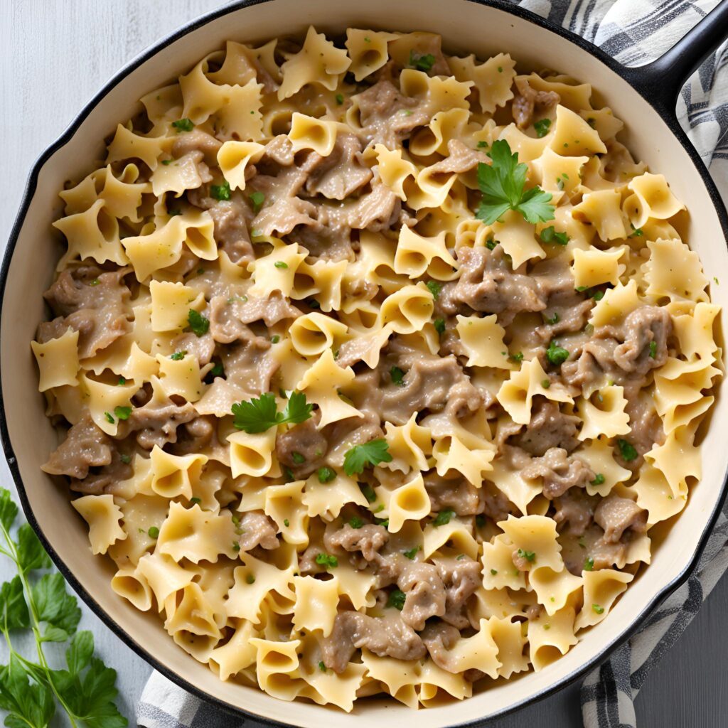 Creamy Beef and Bowtie Pasta Recipe | Cheff Recipes
