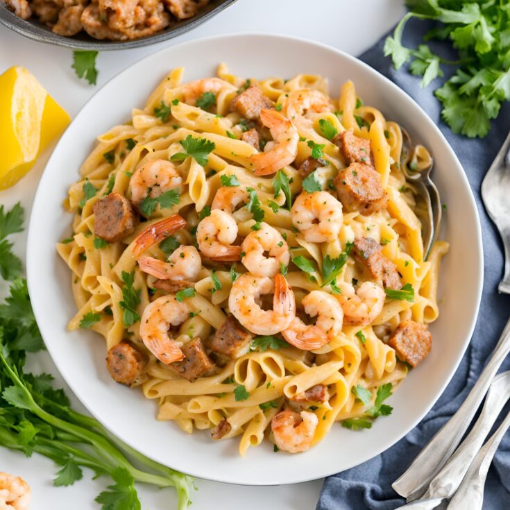 Creamy Cajun Pasta with Shrimp and Spicy Sausage Recipe