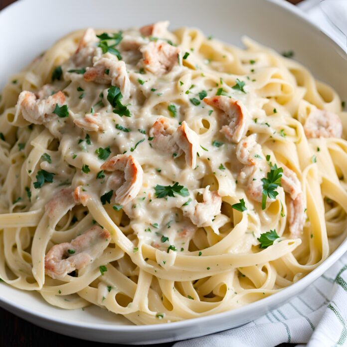 Creamy Crab Fettuccine Alfredo Recipe