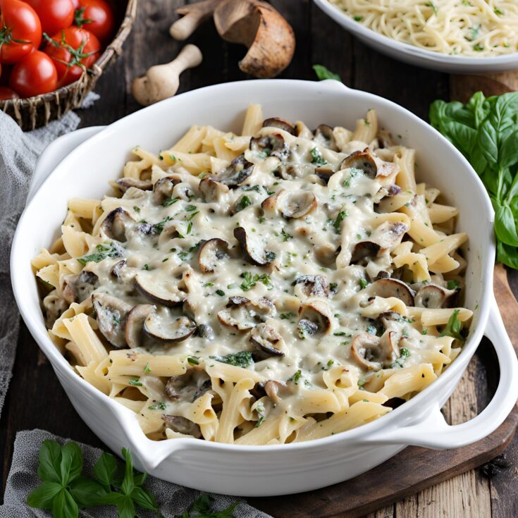 Creamy Mushroom Alfredo Pasta Bake Recipe