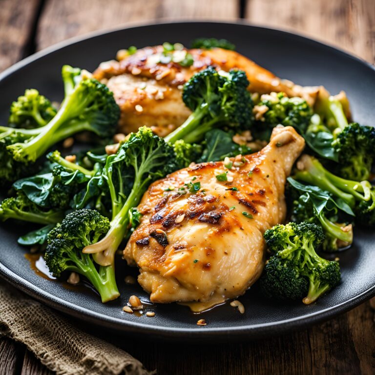 Garlic Chicken with Broccoli and Spinach Recipe