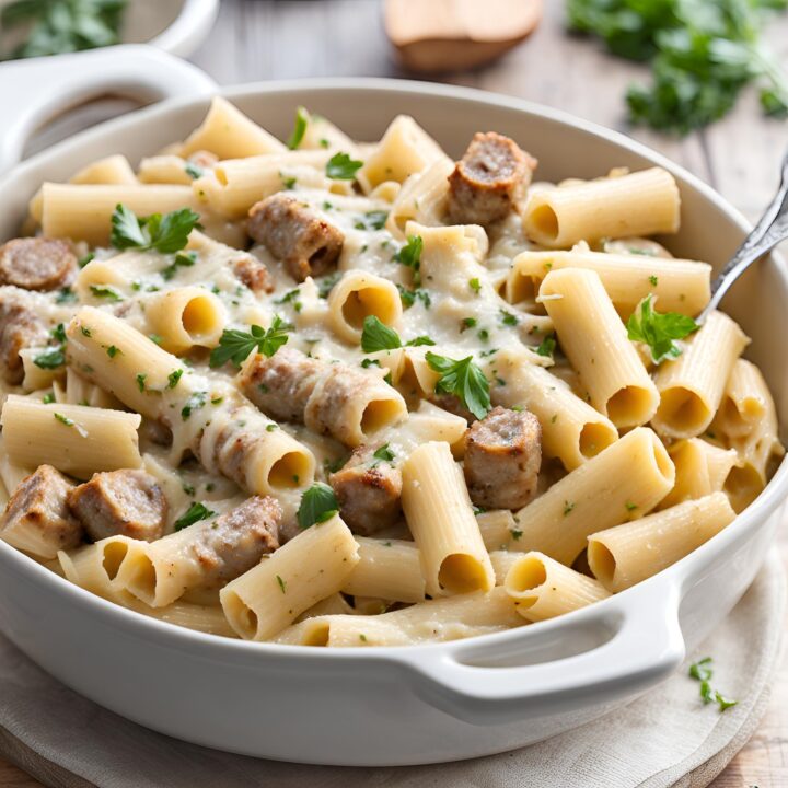 Garlic Sausage Alfredo Rigatoni Recipe | Cheff Recipes