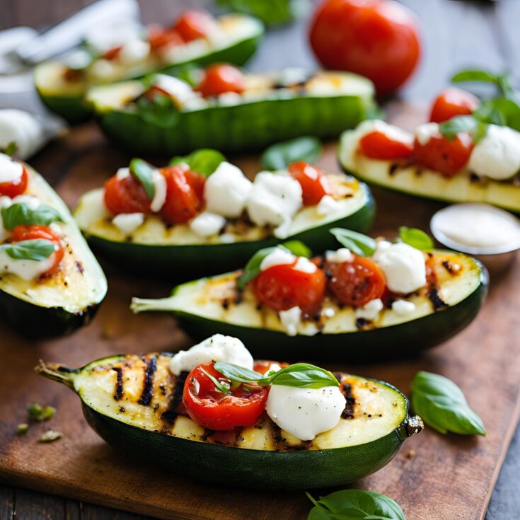 Grilled Caprese-Stuffed Zucchini Boats Recipe