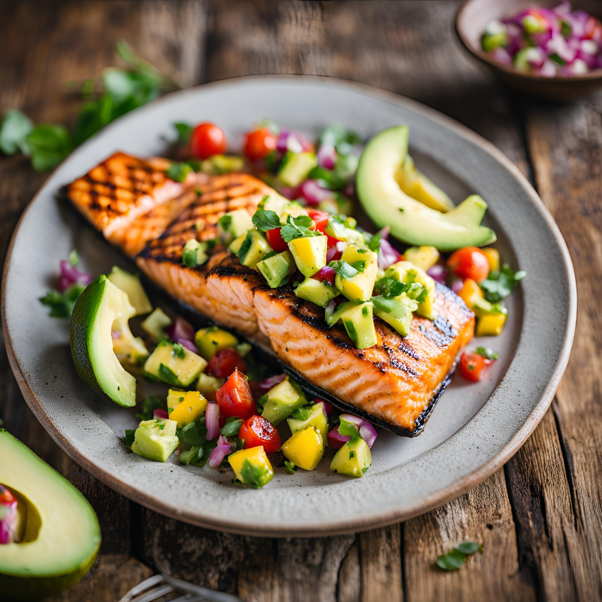 Grilled Salmon With Avocado
