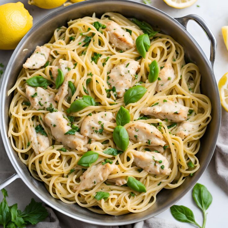 Healthy Garlic Lemon Chicken Pasta Recipe