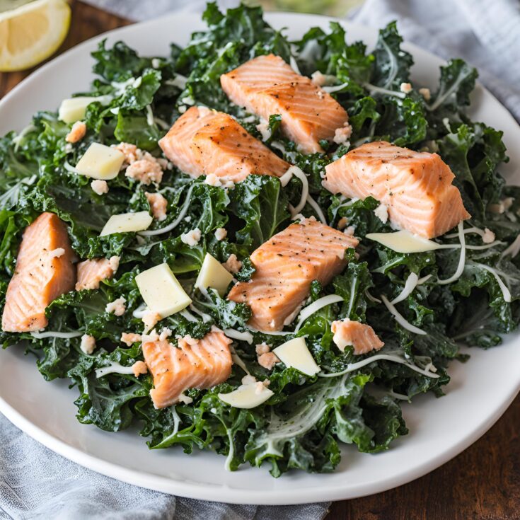 Kale and Salmon Caesar Salad Recipe