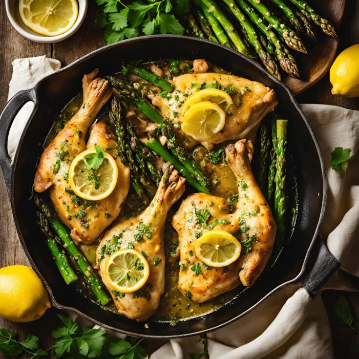 Lemon Garlic Butter Chicken Baked with Asparagus Recipe