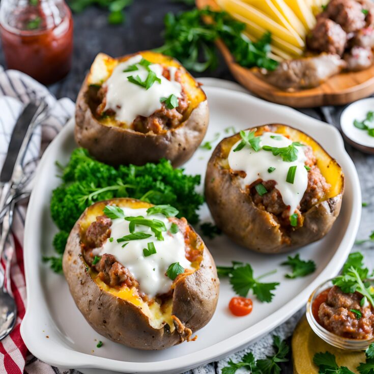 Meatball Stuffed Baked Potato Recipe