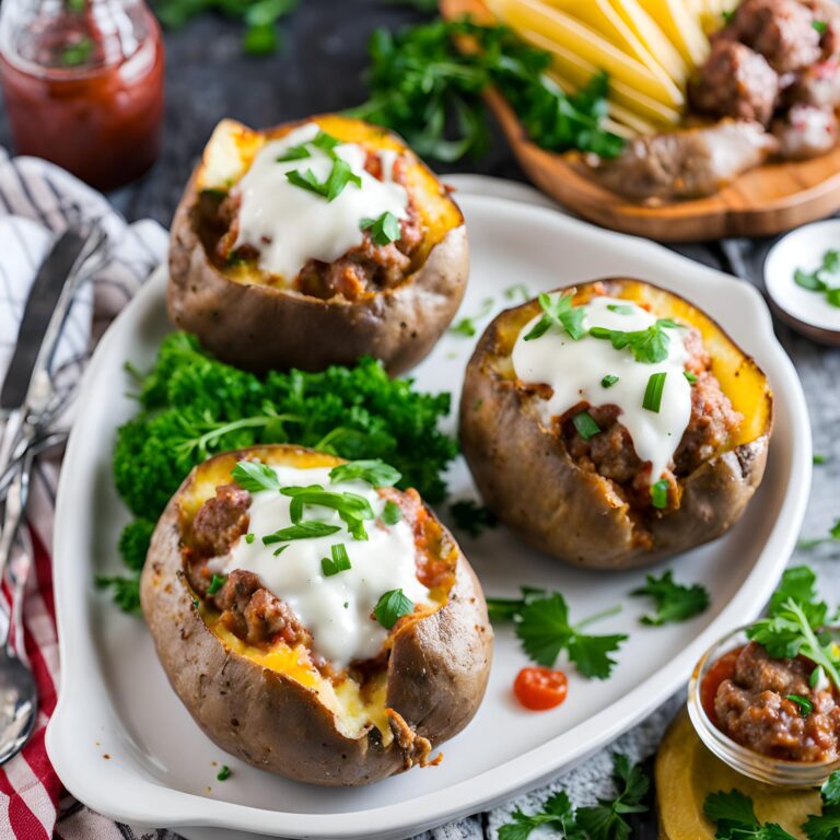 Meatball Stuffed Baked Potato Recipe