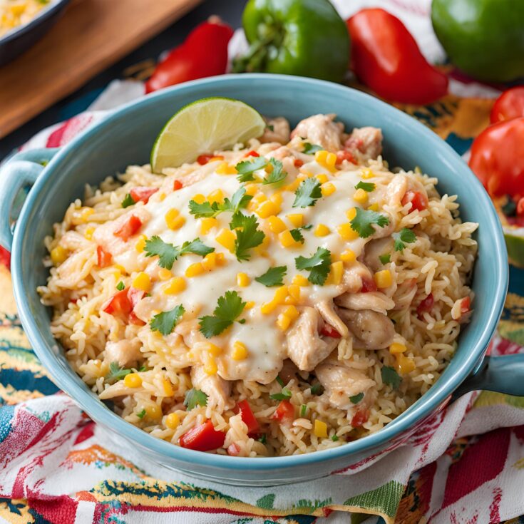 Mexican Chicken and Rice with Queso Recipe