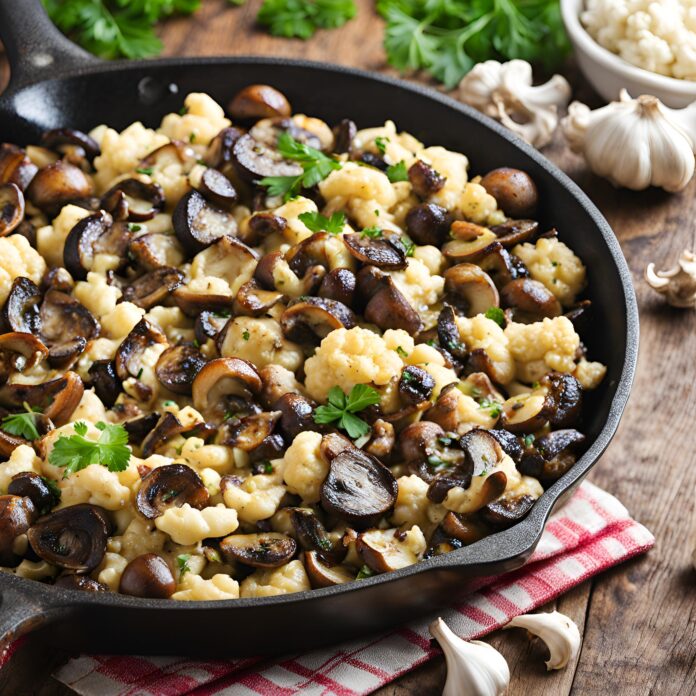 Sizzling Garlic Mushrooms And Cauliflower Skillet Delight Recipe