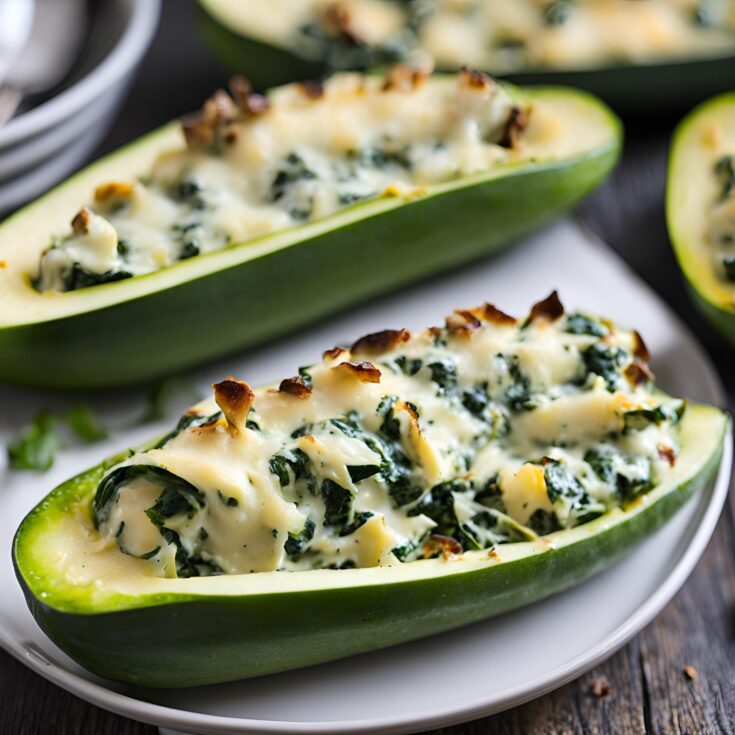 Spinach Artichoke Zucchini Boats Recipe