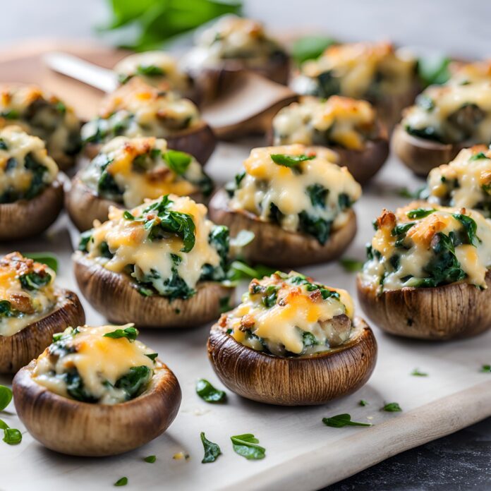Stuffed Mushrooms With Cheese and Spinach Recipe