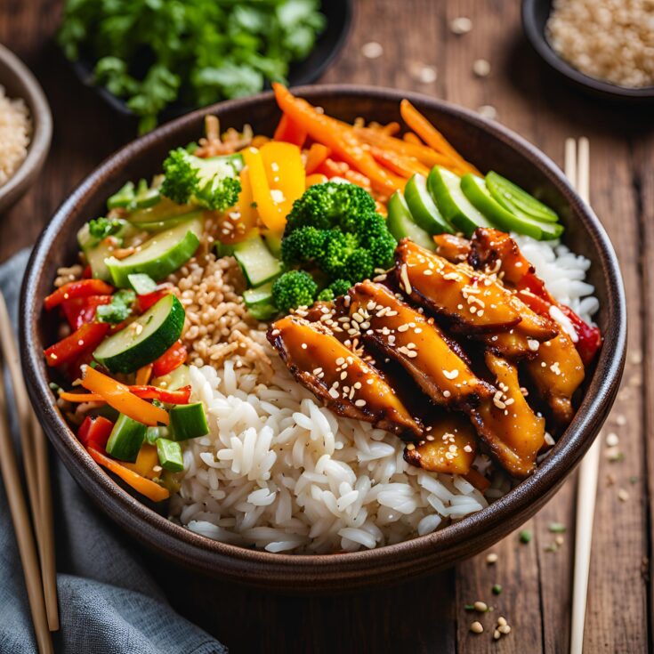 Sweet and Sticky Chicken Rice Bowls Recipe