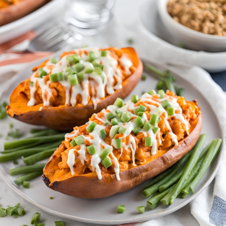 Buffalo Chicken Stuffed Sweet Potatoes Recipe