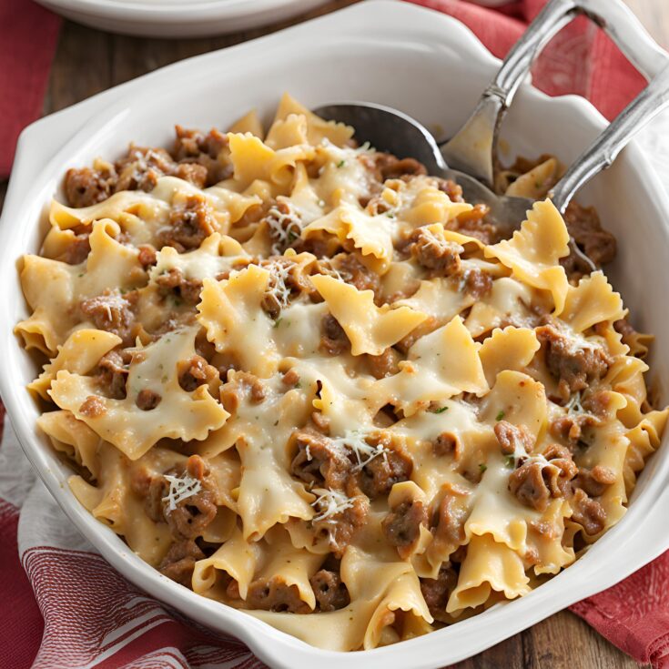 Cheesy Beef and Bowtie Pasta Recipe