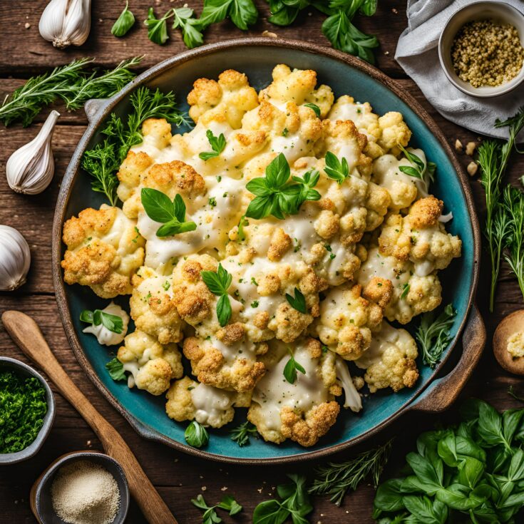 Cheesy Garlic Parmesan Cauliflower Recipe