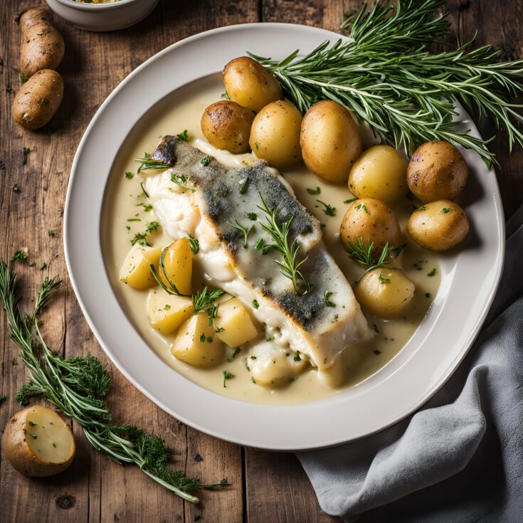 Cod and Potatoes in Rosemary Cream Sauce Recipe