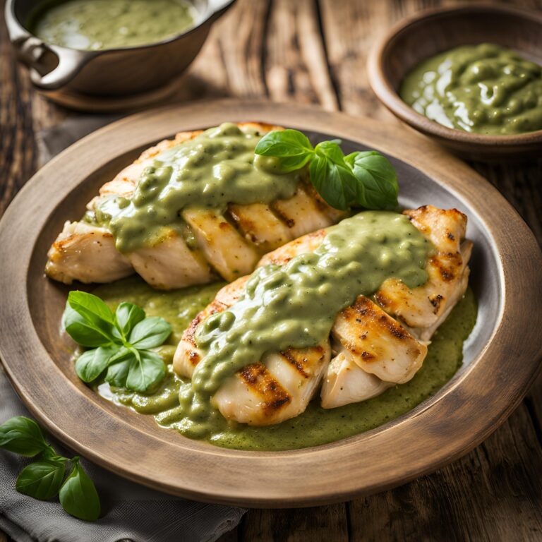 Creamy Garlic Pesto Chicken Recipe