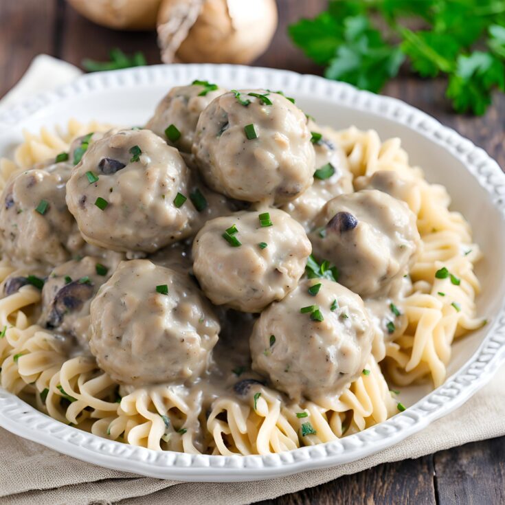 Creamy Mushroom Chicken Meatballs Recipe