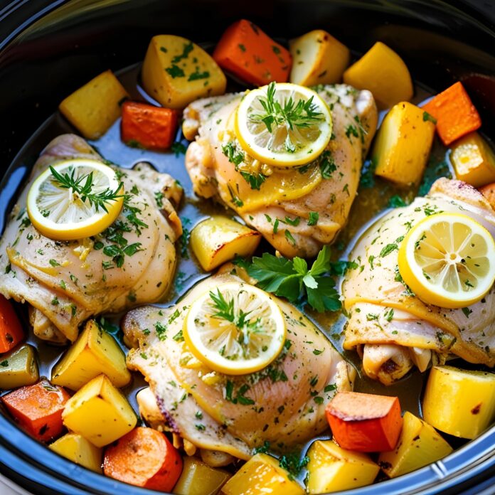 Crock Pot Lemon Garlic Butter Chicken Thighs Recipe