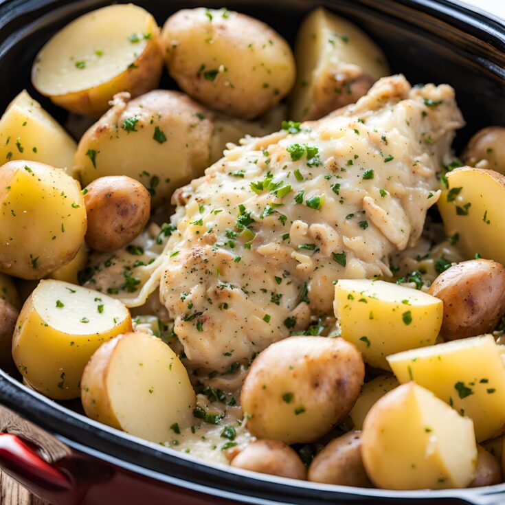 Crockpot Garlic Parmesan Chicken and Potatoes Recipe