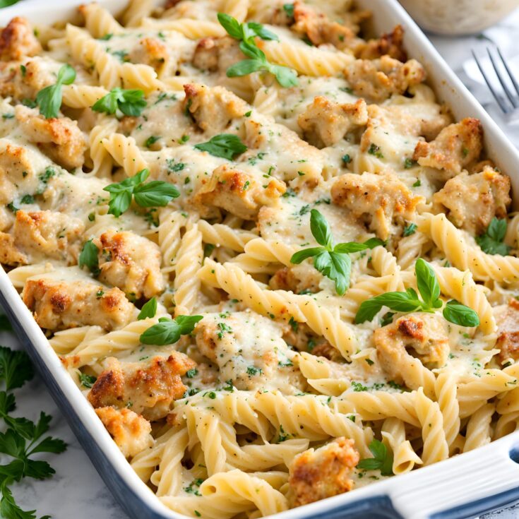 Easy Garlic Parmesan Chicken Pasta Bake Recipe