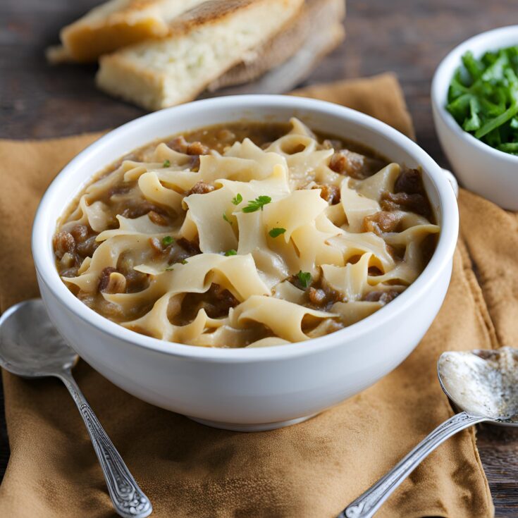 French Onion Pasta Bowl Soup Recipe